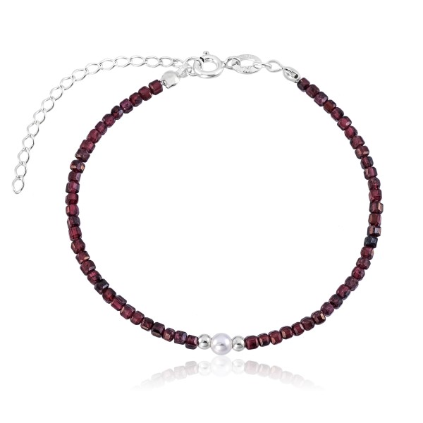 Pulseira em Prata 925 Granada Pérola