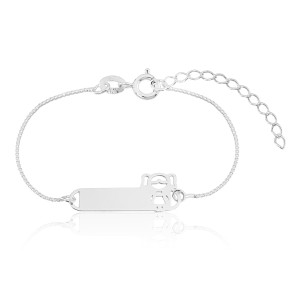 Pulseira em Prata 925 Infantil Placa Menina