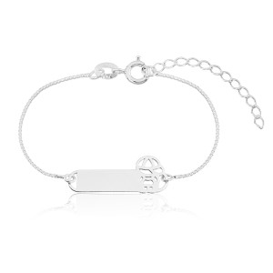 Pulseira em Prata 925 Infantil Placa Menino