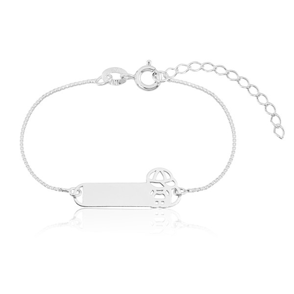 Pulseira em Prata 925 Infantil Placa Menino