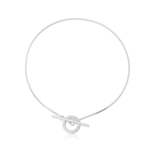 Pulseira em Prata 925 Pavê Redondo Cristal Regulável