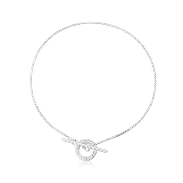 Pulseira em Prata 925 Pavê Redondo Cristal Regulável