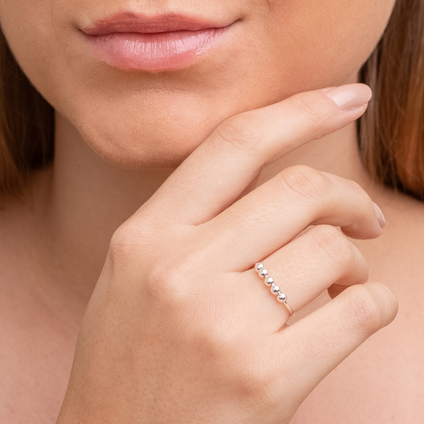 Anel Regulável em Prata 925 Antiestresse