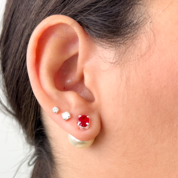 Brinco em Prata 925 Duo Pedra Oval