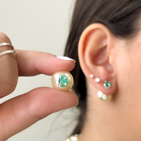 Brinco em Prata 925 Duo Pedra Oval