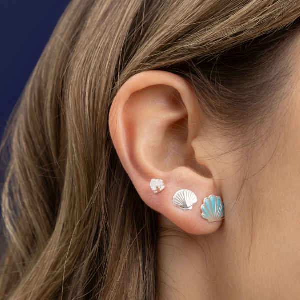 Brinco Baby Press em Prata 925 Mini Conchas do Mar