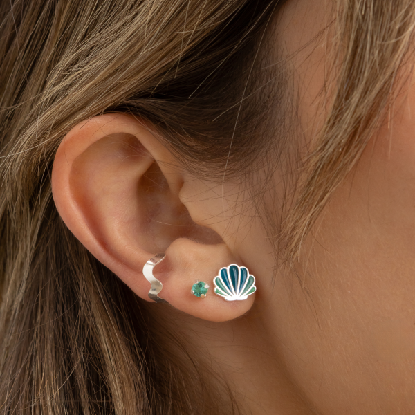 Brinco em Prata 925 Conchas do Mar Degradê