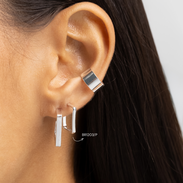 Argola em Prata 925 Quadrada Lisa 