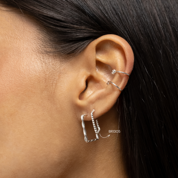 Argola em Prata 925 Quadrada Torcida