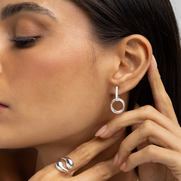 Brinco em Prata 925 Pendente Elos