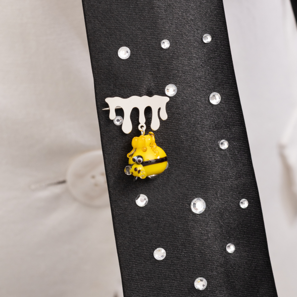 Broche em Prata 925 Pote de Mel em Murano