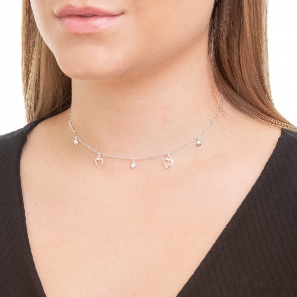 Choker em Prata 925 Corações