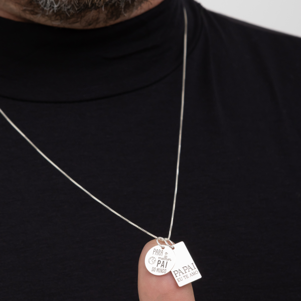 Pingente em Prata 925 Placa Retangular Papai Eu Te Amo